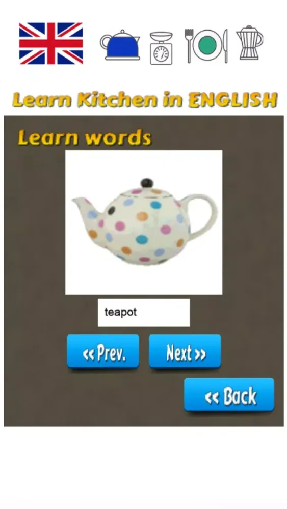 Learn Kitchen Words in English Language Screenshots