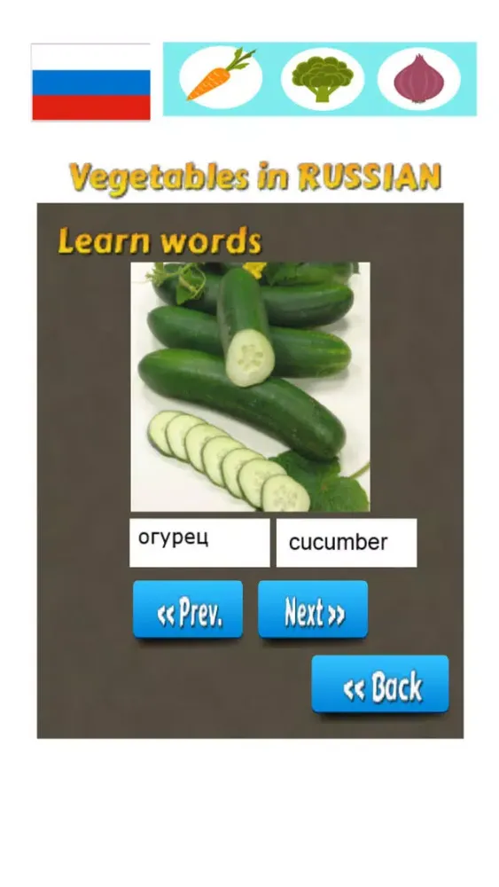 Learn Russian Words - Vegetable Names应用截图