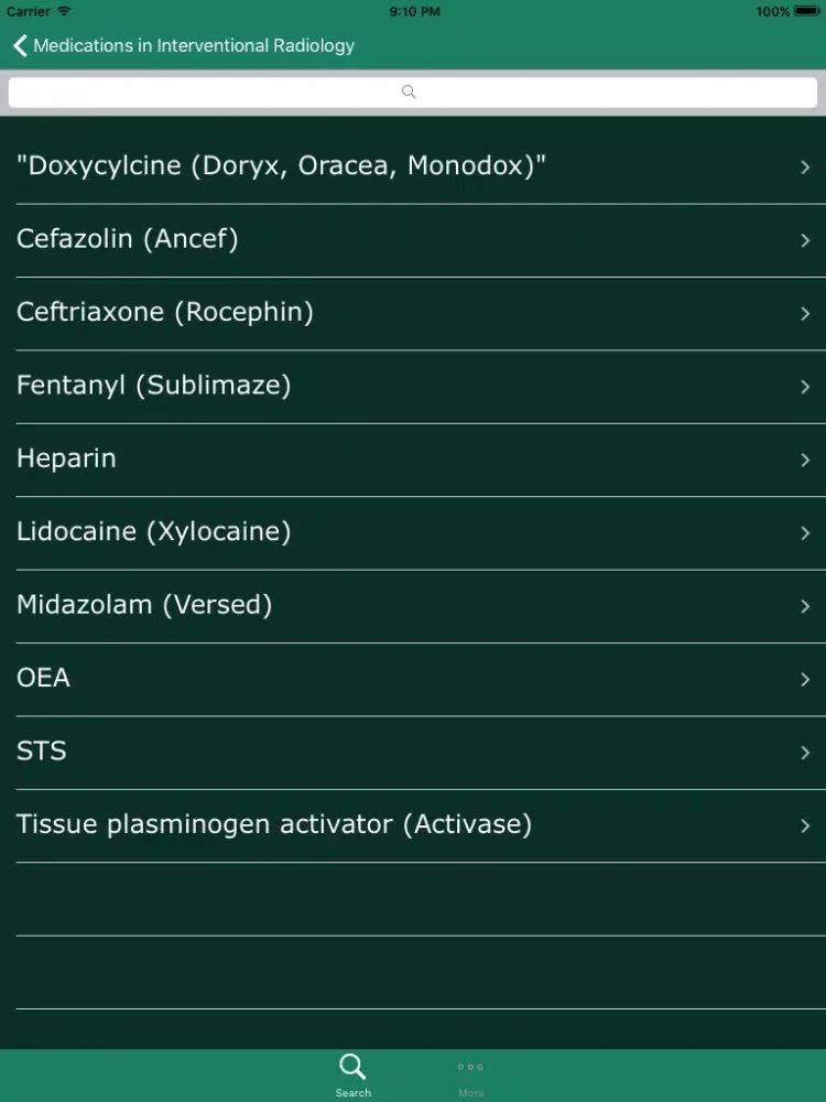 Tangkapan skrin Medications in Interventional Radiology iPad 