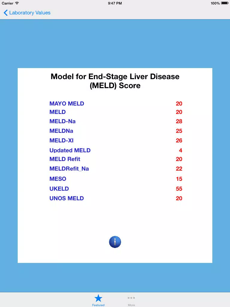 Model for End-Stage Liver Disease (MELD) Score iPad 應用截圖