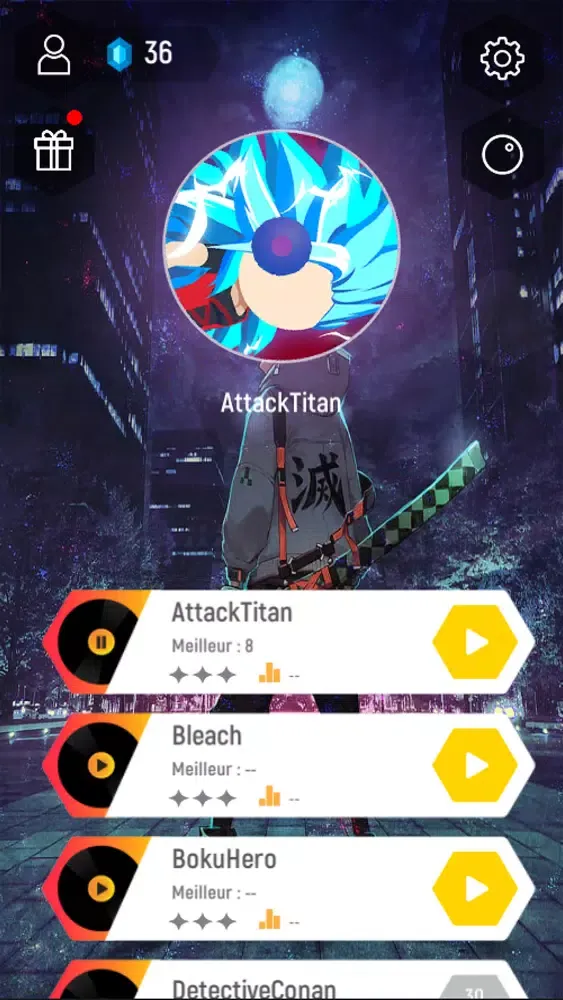 ภาพหน้าจอของ Tiles Jumping Ball Anime Music