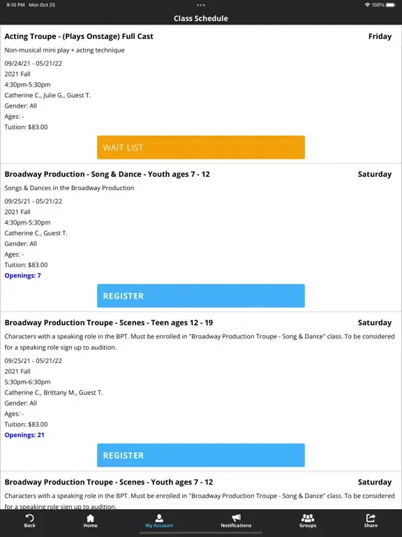 Capturas de tela do Music & Theatre Troupe iPad 