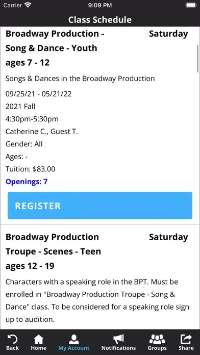 Capturas de tela do Music & Theatre Troupe