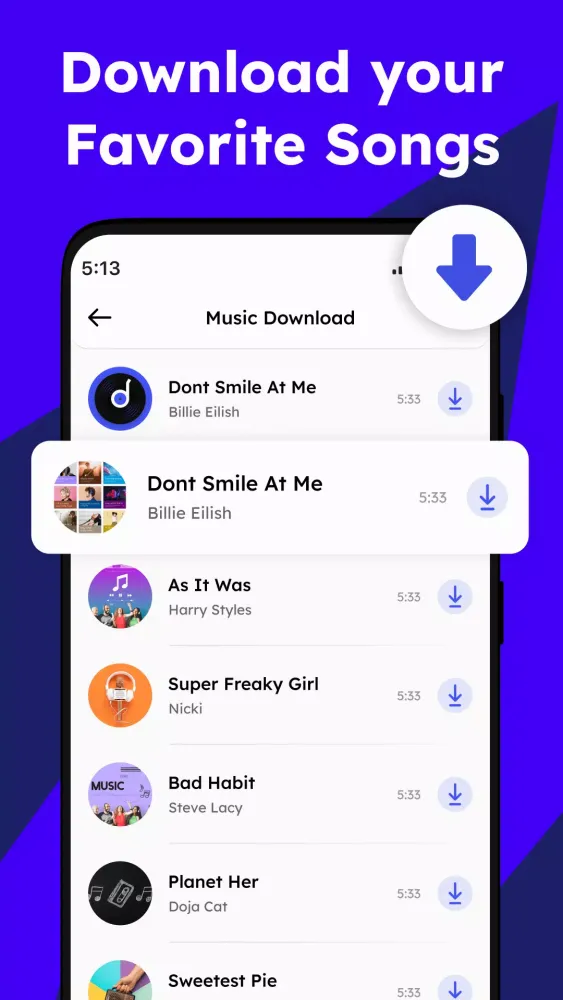 Capturas de tela do Music downloader -Music player