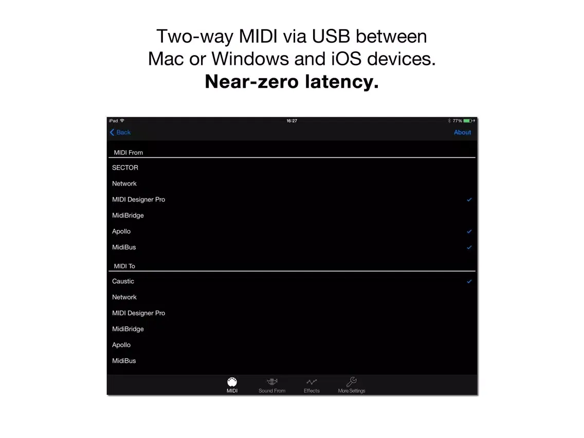musicIO: MIDI over USB iPad 应用截图