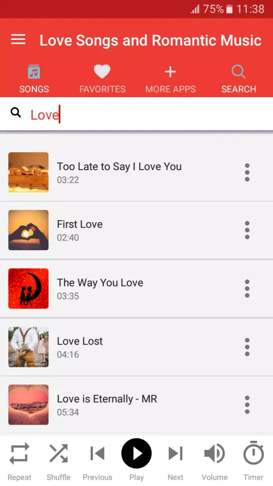 Love Songs and Romantic Music应用截图