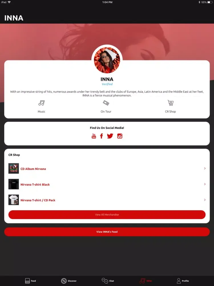 Tangkapan layar INNA - Official App iPad 