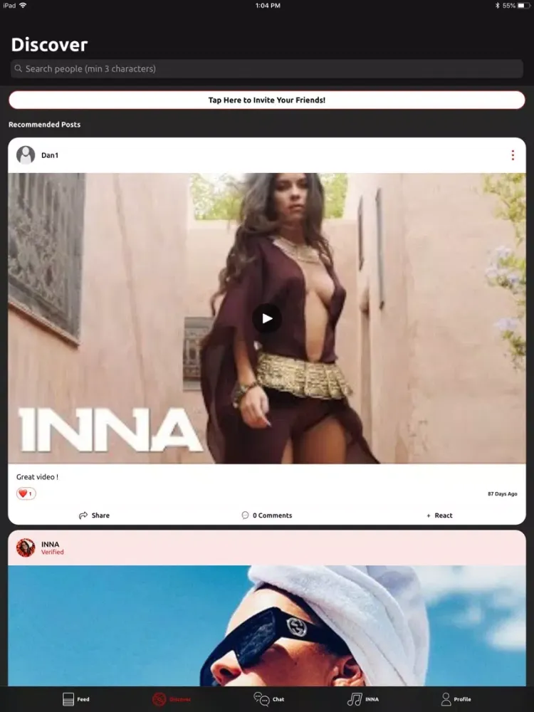 Tangkapan layar INNA - Official App iPad 