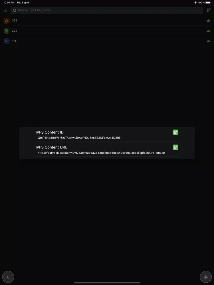 IPFS Password Manager iPad  Screenshots