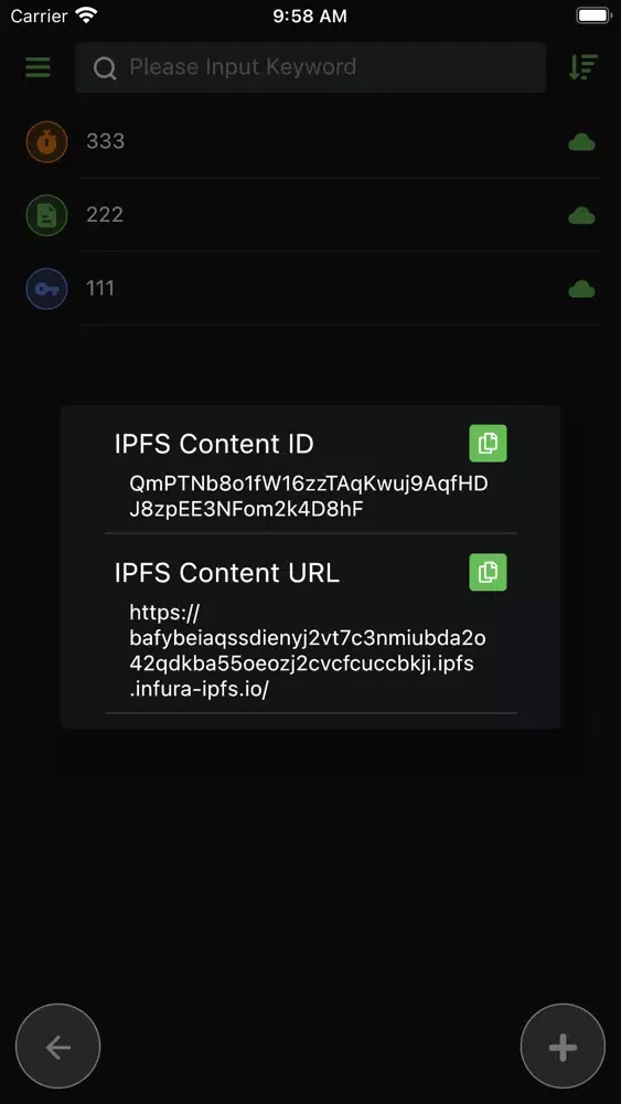 IPFS Password Manager Screenshots