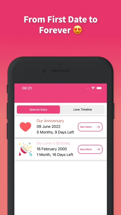 My Love Anniversary Tracker Screenshots