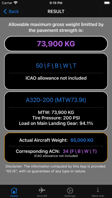 Screenshot di ACN/PCN Calculator