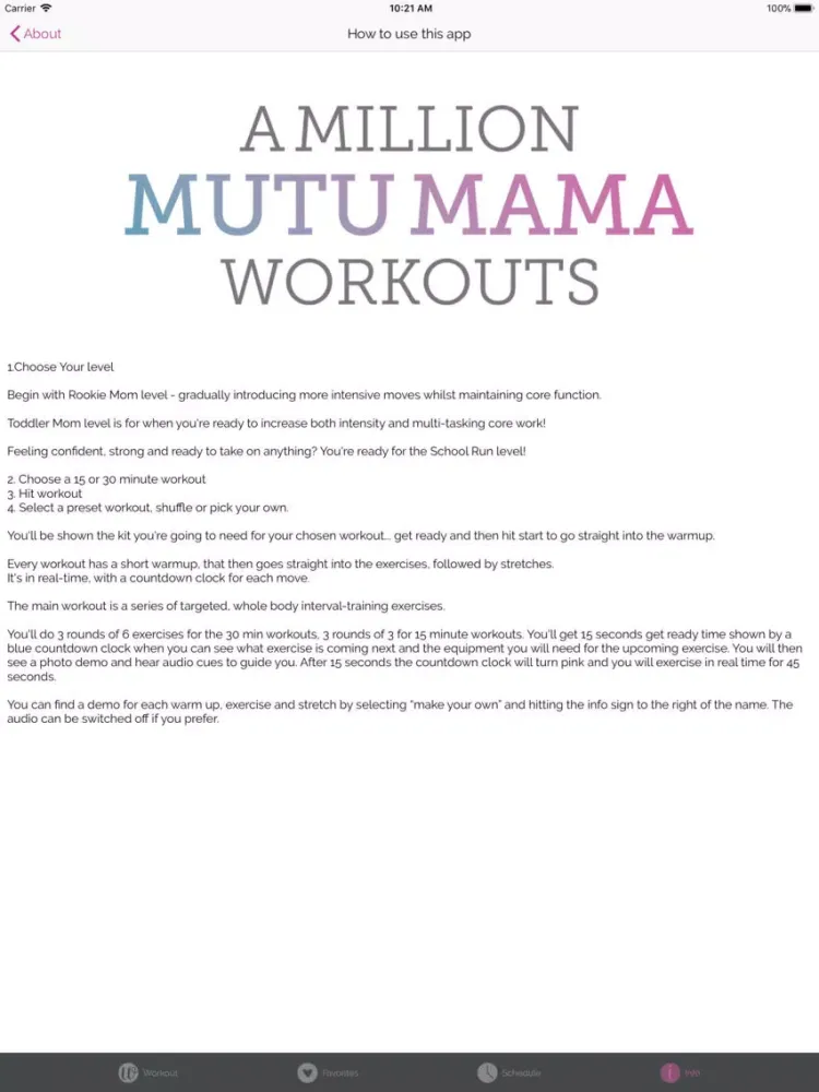 Tangkapan layar A Million MUTU Mama Workouts iPad 