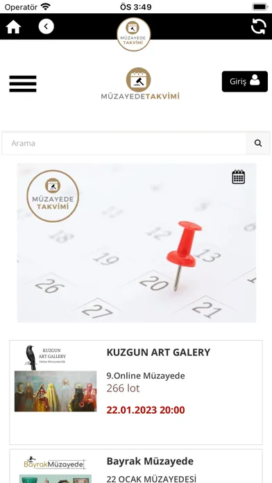 Zrzuty ekranu Müzayede Takvimi