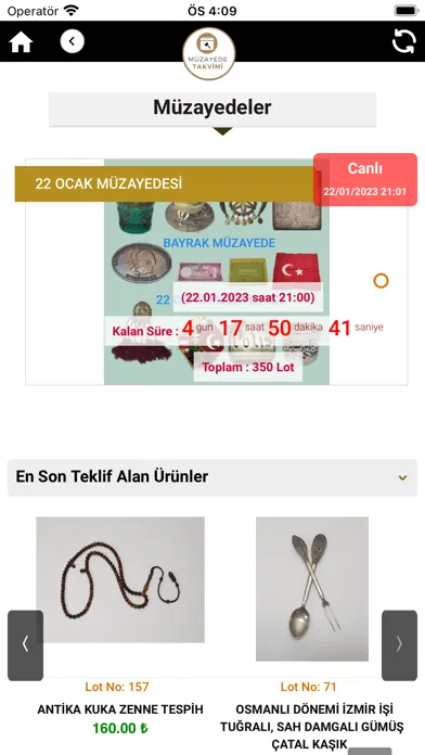 Zrzuty ekranu Müzayede Takvimi