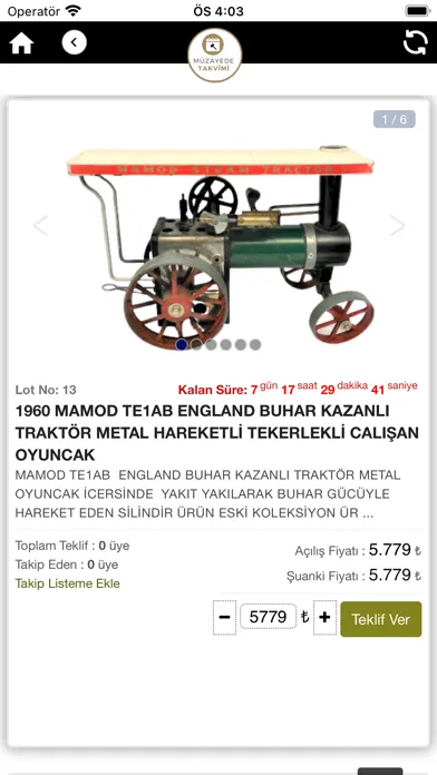 Zrzuty ekranu Müzayede Takvimi