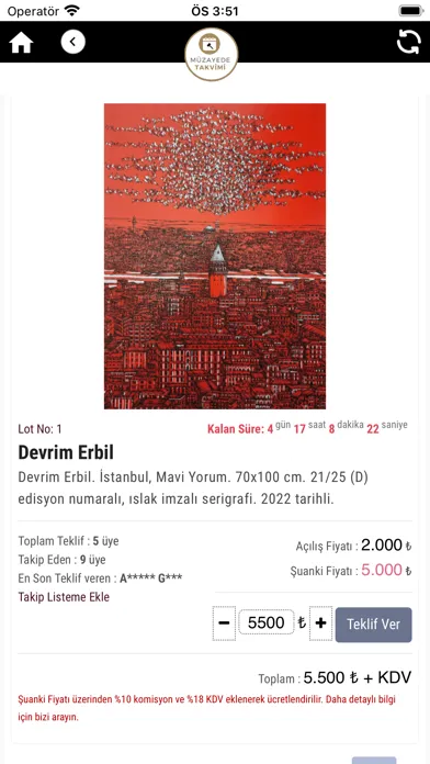 Zrzuty ekranu Müzayede Takvimi