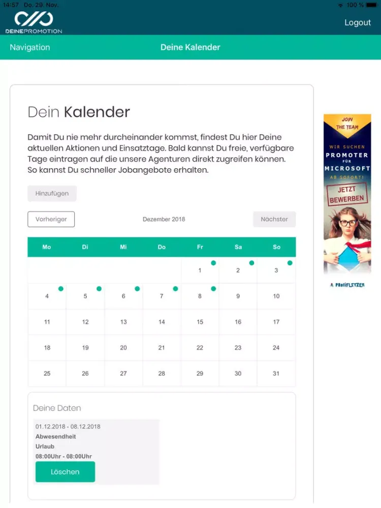 Ảnh chụp màn hình của Deine Promotion App iPad 