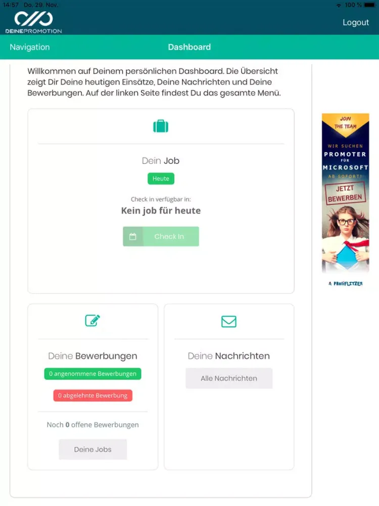 Ảnh chụp màn hình của Deine Promotion App iPad 