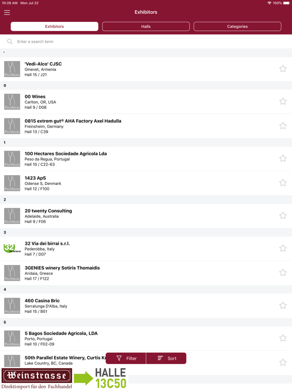 ProWein iPad  Screenshots