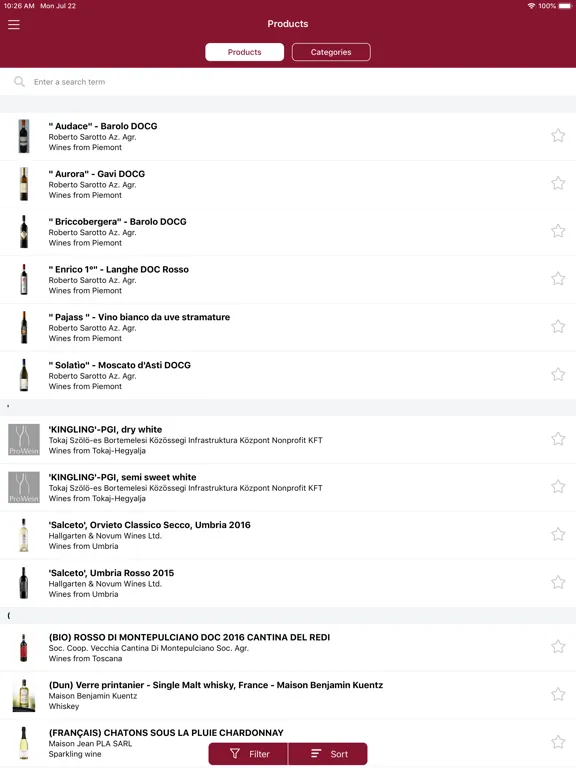 ProWein iPad  スクリーンショット