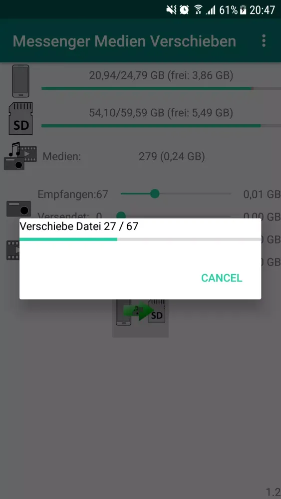 Capturas de tela do Move Messenger-Media to SD