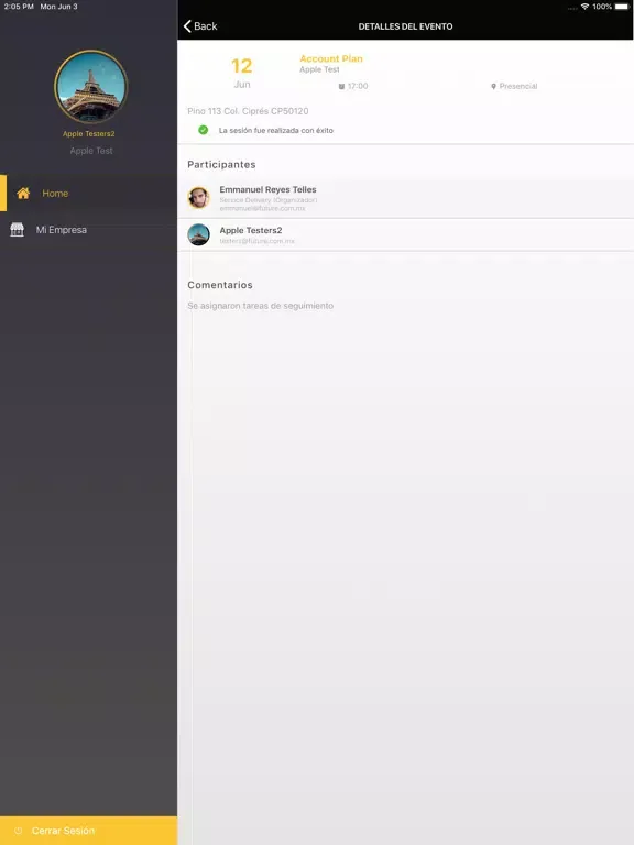 Capturas de tela do KIO Managed Services iPad 