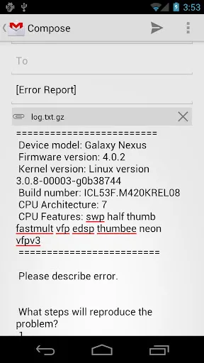 Screenshot di MX Log Collector