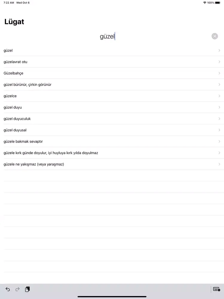 Lügat iPad  Ekran Görüntüleri