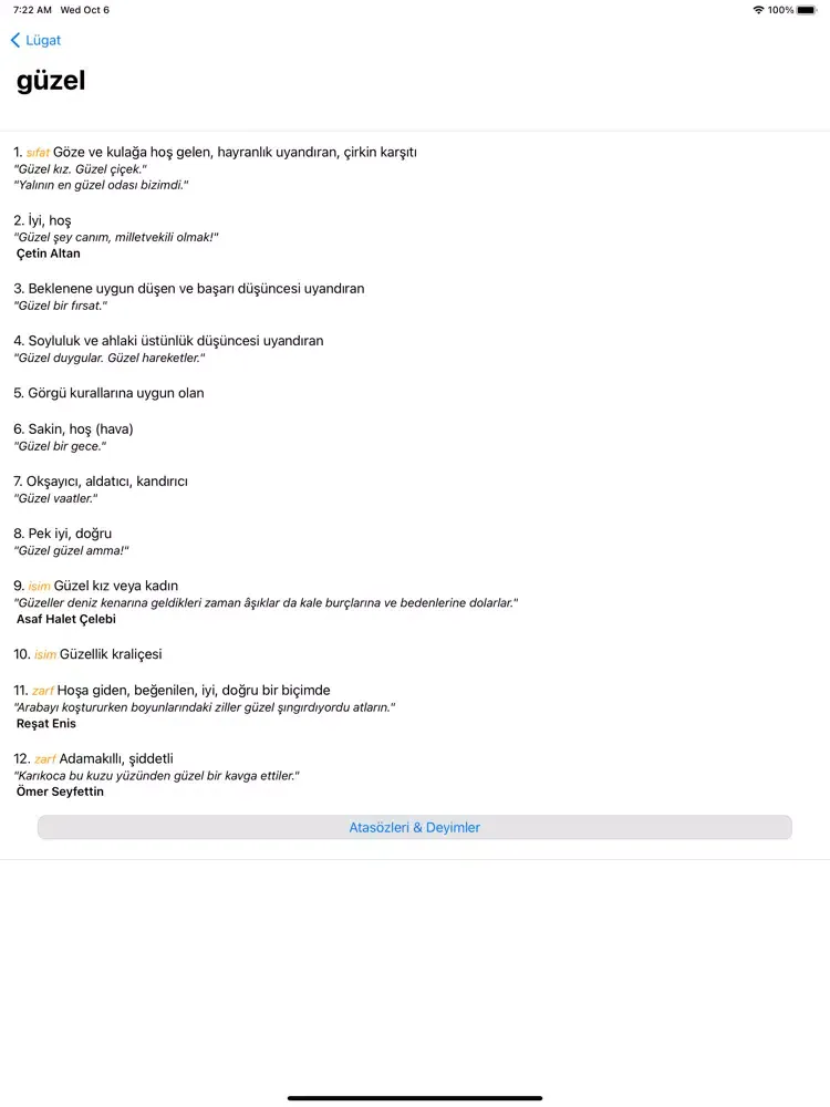 Lügat iPad  Ekran Görüntüleri
