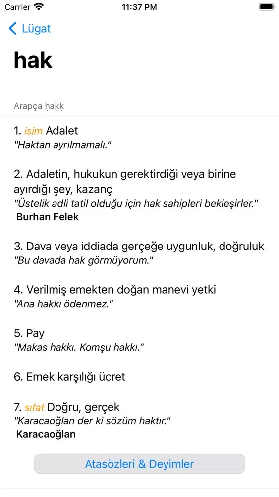Lügat Ekran Görüntüleri
