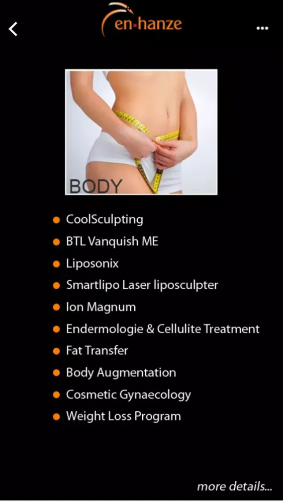 Capturas de tela do Enhanze Aesthetics Clinic