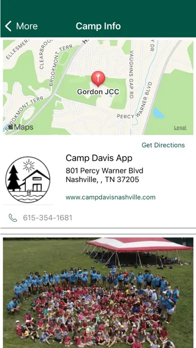 Tangkapan layar Camp Davis App