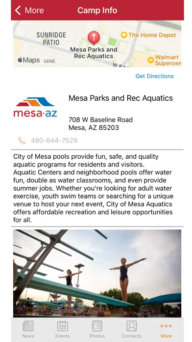 Ảnh chụp màn hình của Mesa Parks and Rec Camps