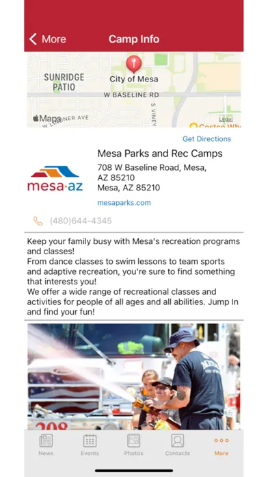 Ảnh chụp màn hình của Mesa Parks and Rec Camps