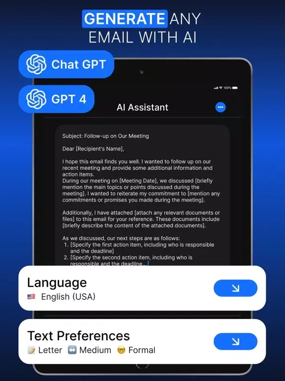 AI Email Generator：Mail Writer iPad  スクリーンショット