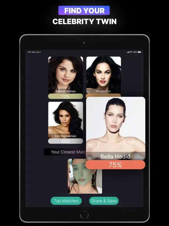 Tangkapan skrin Face Checker ID：AI Search iPad 