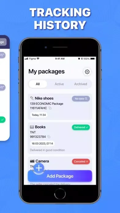 Capturas de tela do Package & Delivery Tracker