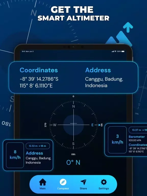 ภาพหน้าจอของ Altimeter: Compass & GPS Maps iPad 
