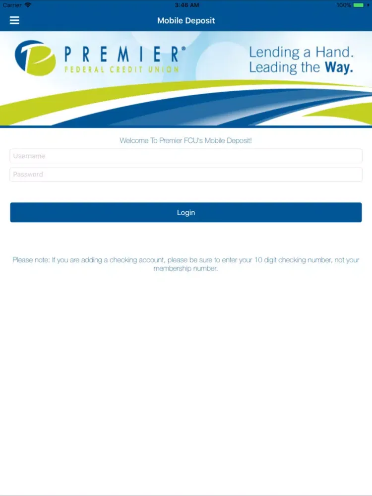 Zrzuty ekranu Premier Federal Credit Union iPad 