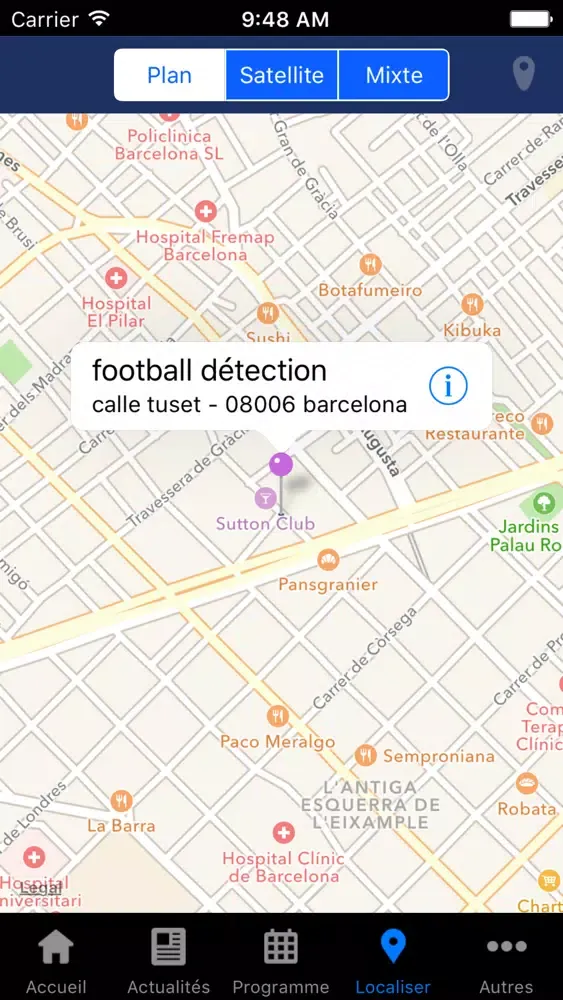 Captures d'écran de football détection