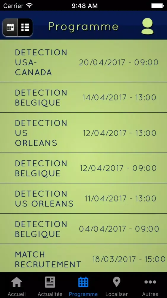 Captures d'écran de football détection
