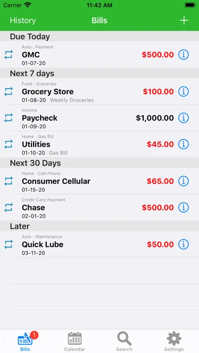 Captures d'écran de myBill$ Lite