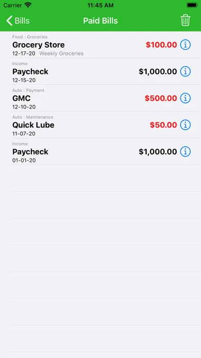 Captures d'écran de myBill$ Lite