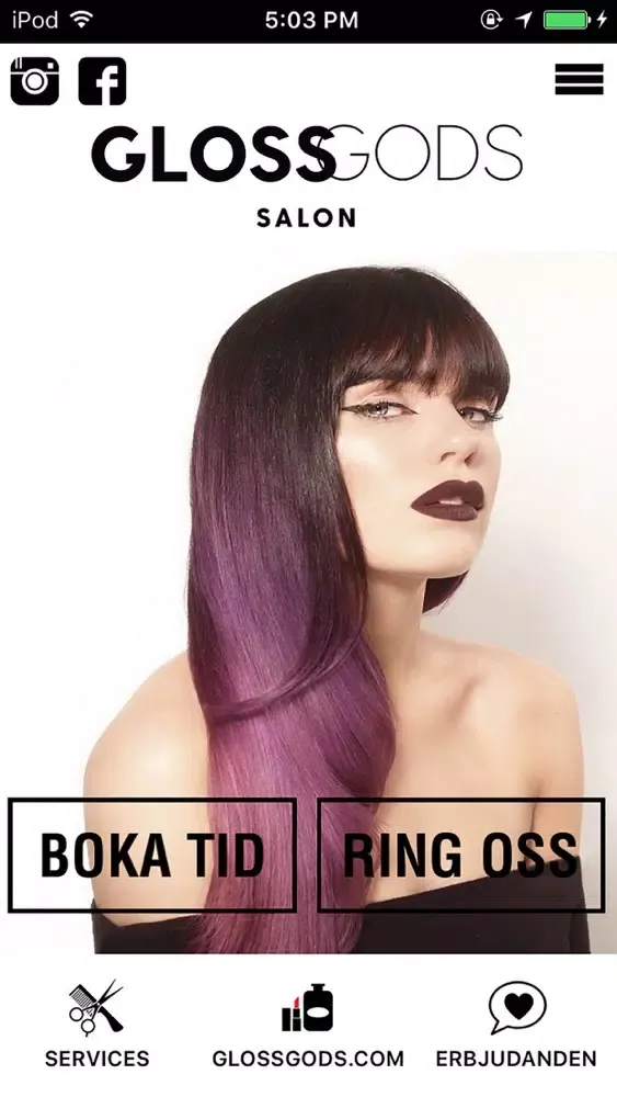 Ảnh chụp màn hình của GlossGods Salon