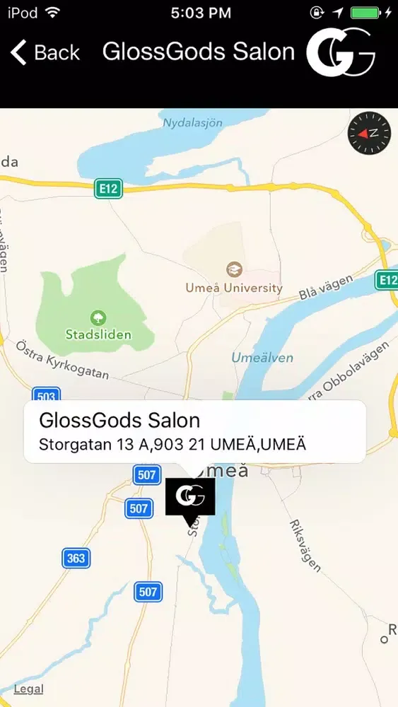 Ảnh chụp màn hình của GlossGods Salon