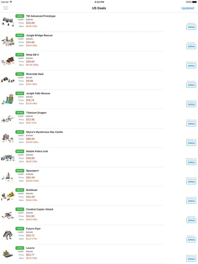 Zrzuty ekranu MyBrickDeal - Find Best LEGO Deals iPad