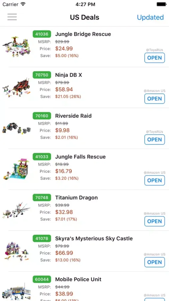 Zrzuty ekranu MyBrickDeal - Find Best LEGO Deals