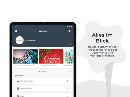Tangkapan skrin Immosupport - Kundenportal iPad 