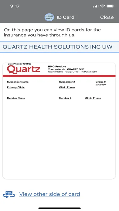 Ảnh chụp màn hình của Quartz MyChart